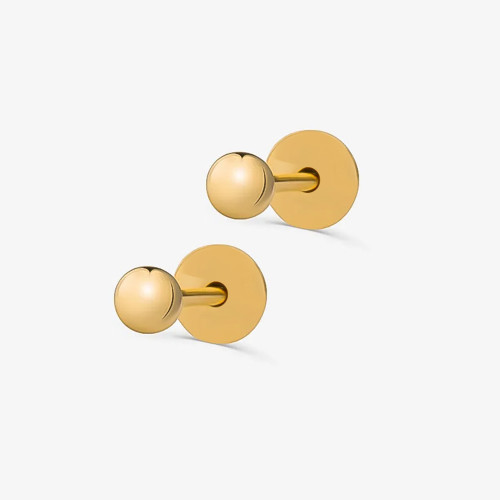 Brinco de Ouro 18k Baby Bolinha 3mm cartela com 12 pares