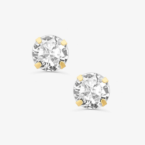 Brinco de Ouro 18k Baby Redondo com Zircônia Branca 3mm cartela com 12 pares