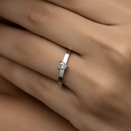 Anel de Aço Solitário Love Zircônia Coração 5mm