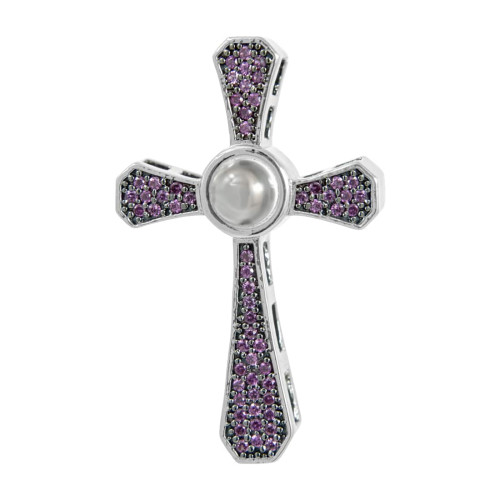 Pingente Prata ROD Neo Crystal Cruz com Zircônia 32x20mm