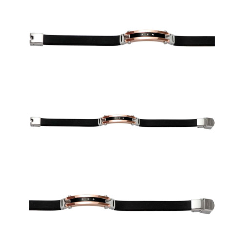 Pulseira Aço Caucciù com Chapa Central IPR 10mm 21cm