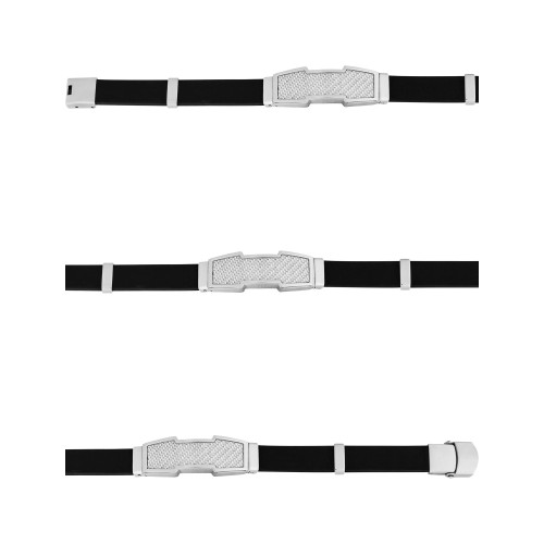 Pulseira Aço Armour Caucciù Fibra Carbono Branca 15mm