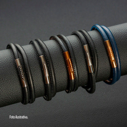 Pulseira de Aço Duo Black e Silver IPB com Zircônia 5mm