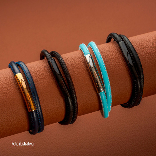 Pulseira de Aço Duo Dark Blue e Rose IPR 5mm