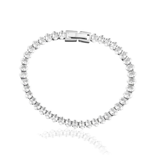 Pulseira de Aço Riviera Cristal Oval 18cm