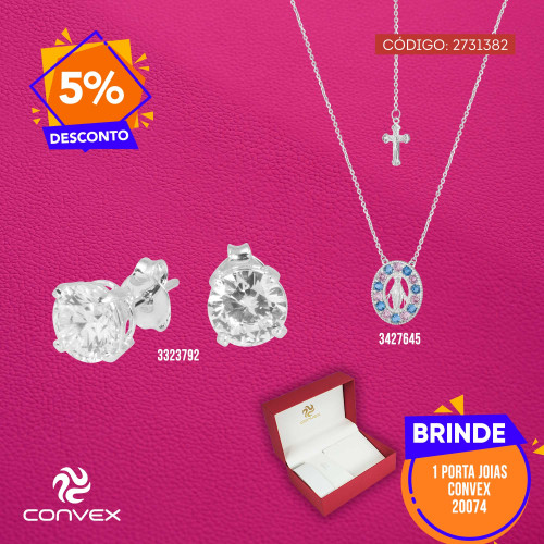 Combo Prata N. Sra das Graças (Milagrosa) + Brinco Ponto de Luz 5mm.
Ganhe um exclusivo porta-joias.
