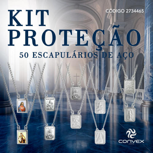 Kit Proteção com 50 Escapulários de Aço