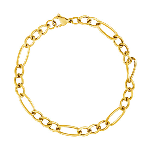 Pulseira Aço Gold IPG Elos Alongados 3x1 6.15mm 21cm