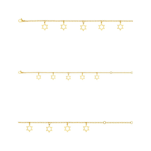Pulseira Aço GLAM Groumet Estrela de Davi Gold IPG