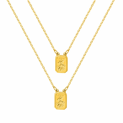Escapulário de Aço Mini São Jorge 9x7mm 60cm Gold IPG