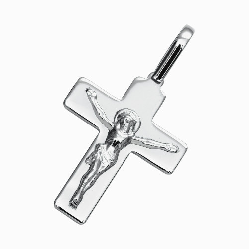 Pingente de Aço Cruz com Cristo 34x28mm