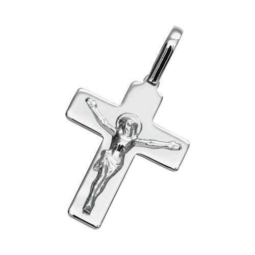 Pingente de Aço Cruz com Cristo 34x28mm