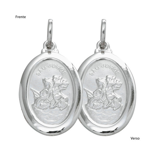 Pingente de Aço São Jorge Oval 23x16mm
