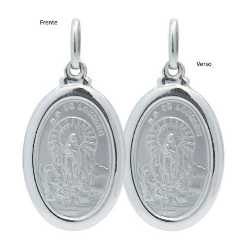 Pingente Aço NSra. de Lourdes Oval 30x21mm