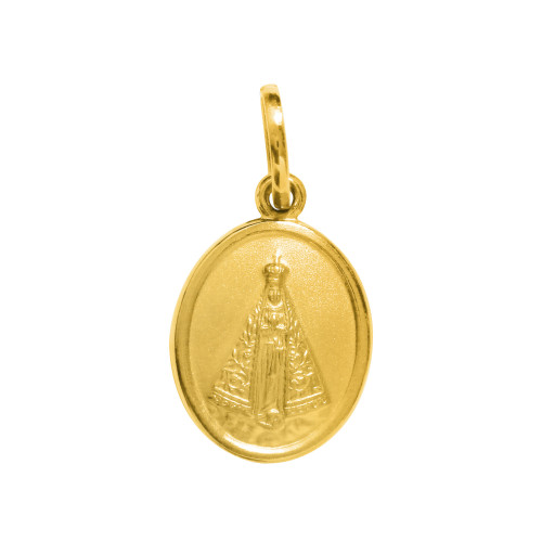 Pingente de Aço Nossa Senhora Aparecida Gold IPG Oval 15x12mm