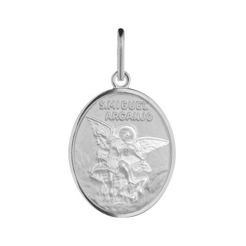 Pingente de Aço São Miguel Arcanjo Oval 15x12mm