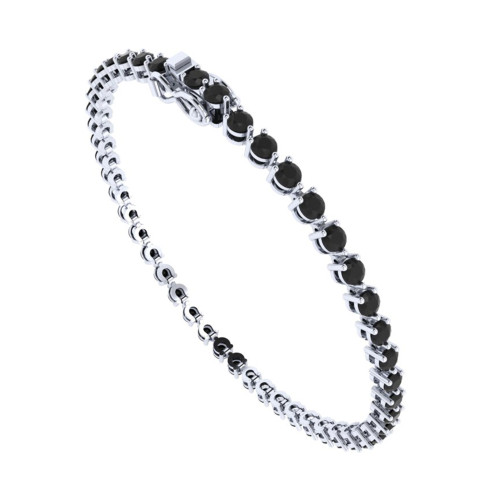 Pulseira de Prata Riviera Onix 2.5mm 18cm Zircônias Pretas