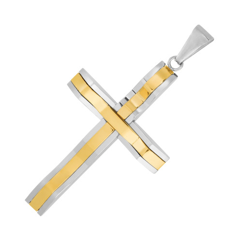 Pingente de Aço Cruz com IPG 53x32mm