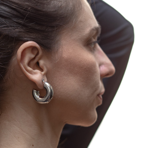 Brinco de Aço Argola Charme 31X10mm