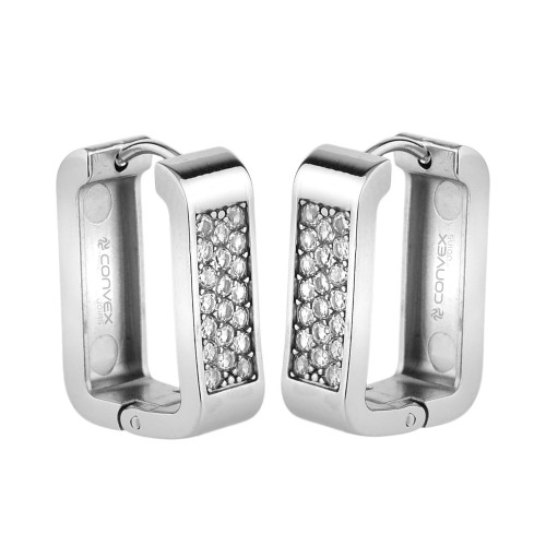 Brinco de Aço Argola Festa com Zircônias 19x6mm