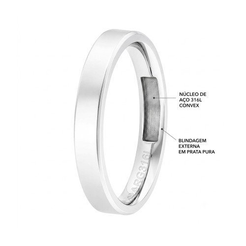 Aliança de Prata Argentum Alysia com Zircônia 3mm