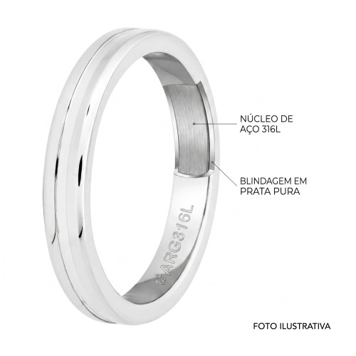 Aliança de Prata Argentum  Aton 3.45mm