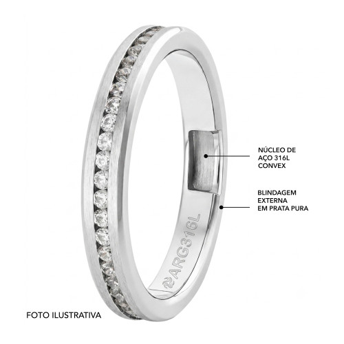 Aliança de Prata Argentum Atena 3.45mm