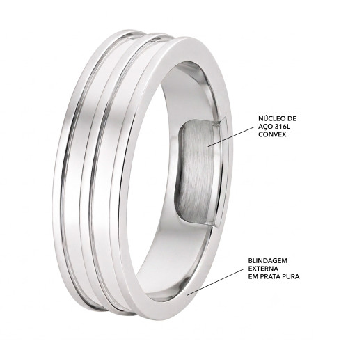 Aliança de Prata Argentum Sparta 6mm