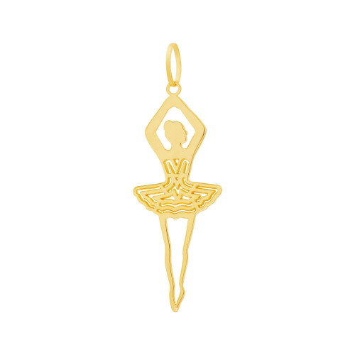 Pingente de Aço Bailarina 35x14mm Gold IPG