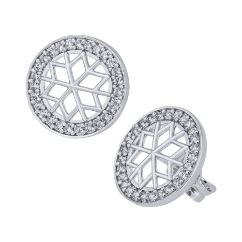 Brinco de Prata Mandala com Zircônias Brancas