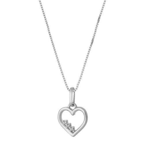 Pingente de Prata 925 Loving Heart com 3 Zircônias Brancas 9x9mm