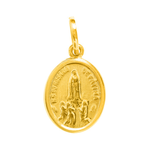 Pingente de Aço NS do Rosario de Fátima Gold IPG Oval 15x12mm