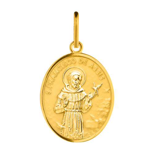 Pingente de Aço São Francisco de Assis Oval 15x12mm