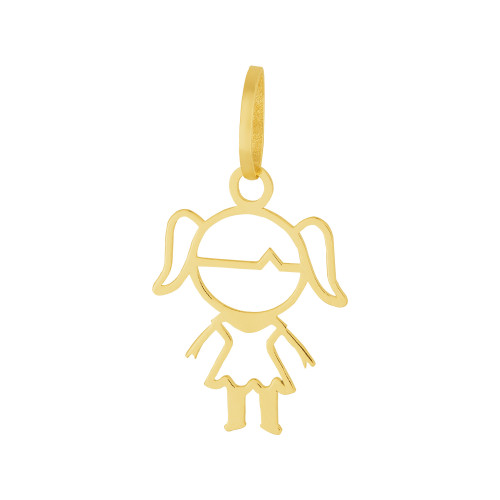 Pingente de Aço Menina Gold IPG 16x13mm