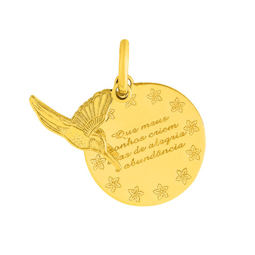 Pingente de Aço Beija Flor Gold IPG Coleção For Me