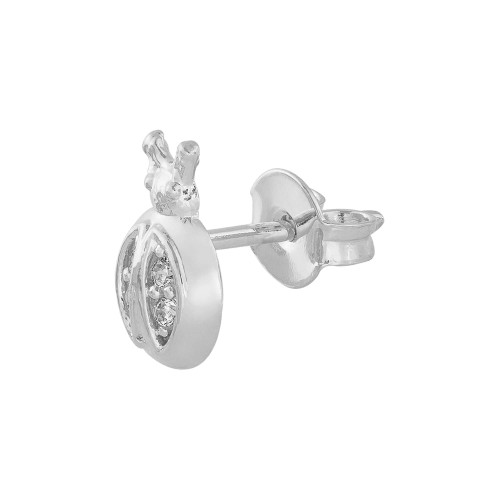 Brinco Prata Joaninha com Zircônia Branca 9.3x6.4mm
