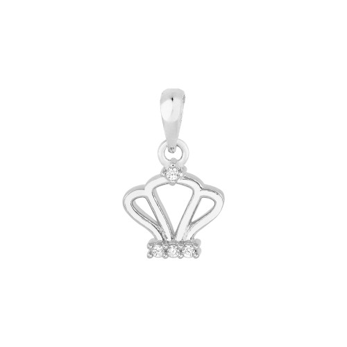 Colar Prata Coroa com Zircônia Branca 10x10mm 40cm