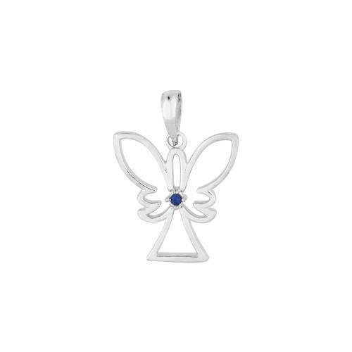Colar Prata Anjo com Zircônia Azul 7x7mm 40cm