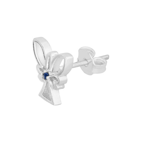 Brinco Prata Anjo com Zircônia Azul 7x7mm