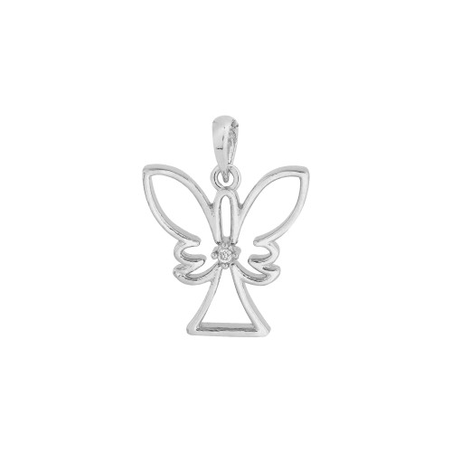 Colar Prata Anjo com Zircônia Branca 10x10mm 45cm