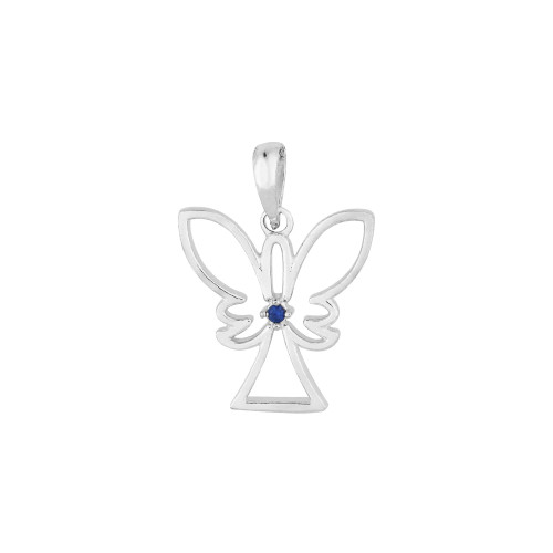 Colar Prata Anjo com Zircônia Azul 10x10mm 45cm