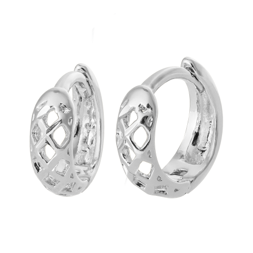 Brinco de Prata Argola Trabalhada 9.8mmx3.5mm