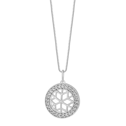 Colar de Prata Mandala com Zircônias Brancas