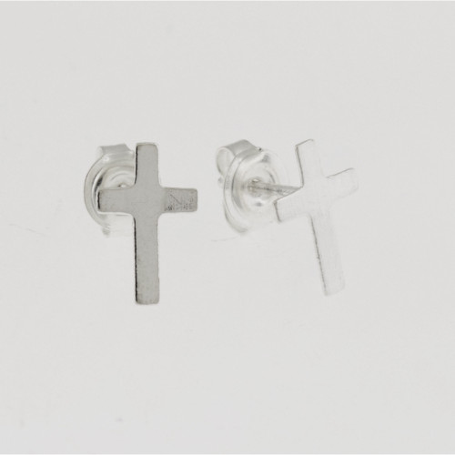 Brinco de Prata Cruz 9x6mm