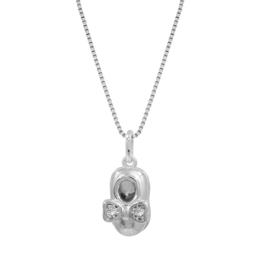 Colar de Prata Sapato Baby Revestido com Ouro 18k e Zircônias Vermelhas