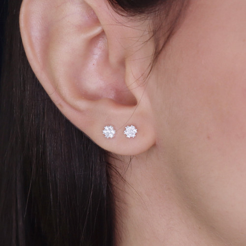 Brinco de Prata Coleção Florescer com Zircônias Brancas