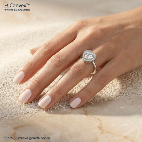 Anel de Prata Coleção Fancy Coração Zircônia Cristal 8x8