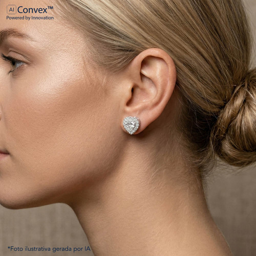 Brinco de Prata Coleção Fancy Coração Cristal 8x8