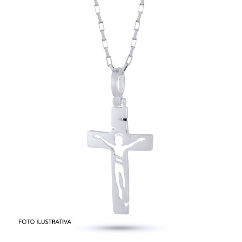 Pingente de Prata Cruz com Cristo 18x20