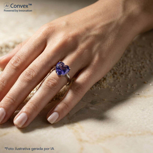 Anel de Prata Coleção Fancy Coração Fusion Tanzanita 10mm